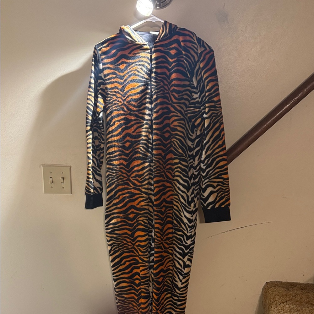 Tiger Print Hooded Onesie